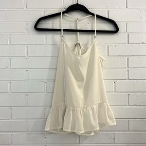 Abercrombie & Fitch Cream Ruffle Hem Cami Y2K Coquette Babydoll Tank S
